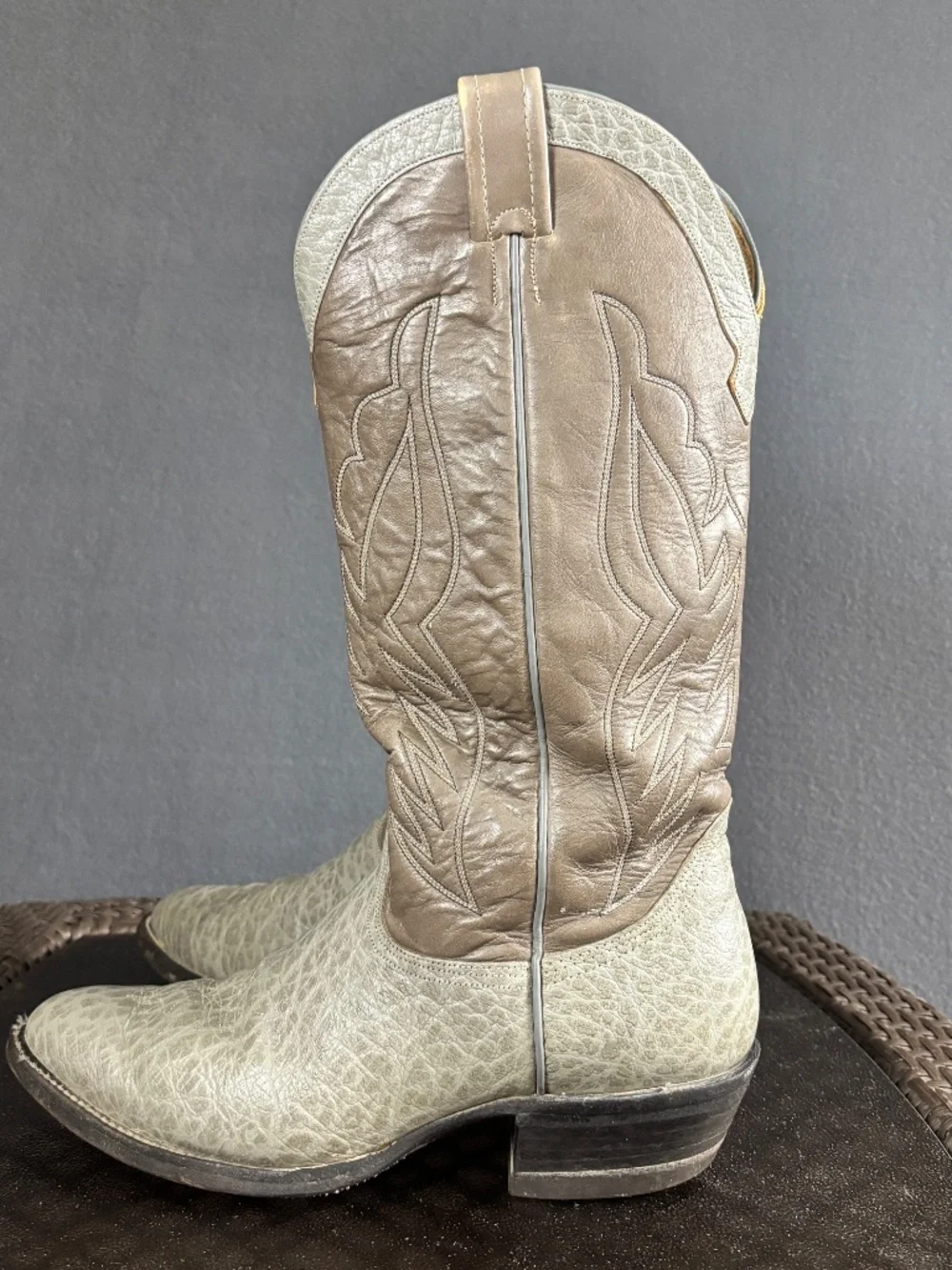 Nocona Boots Two-Tone Gray Leather Western Boots #1924 Size 13